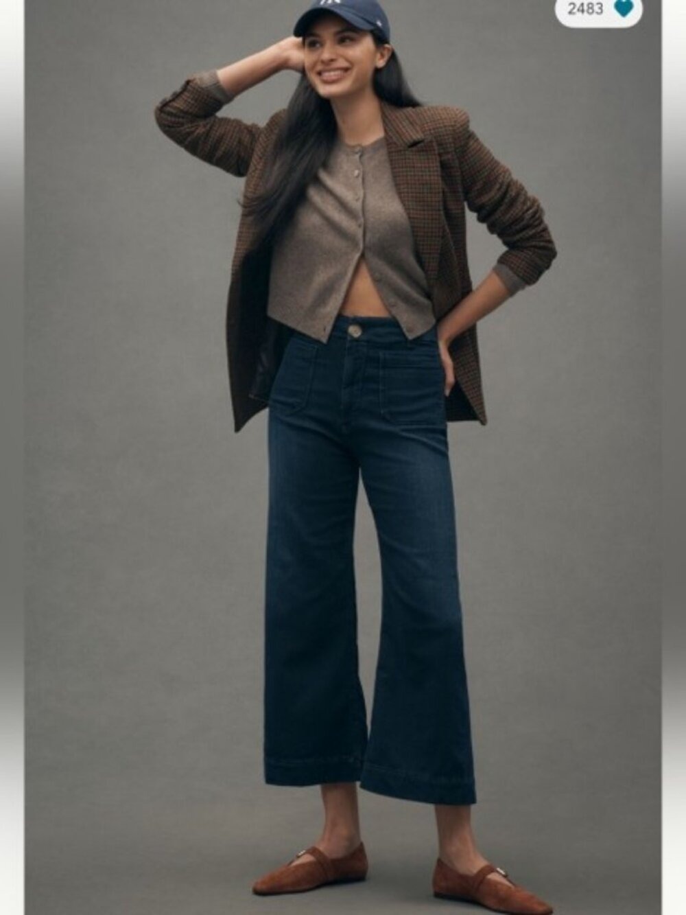 Anthropologie Maeve Colette Jeans Dark Wash Wide Leg High Rise Crop 32P - Picture 3 of 10
